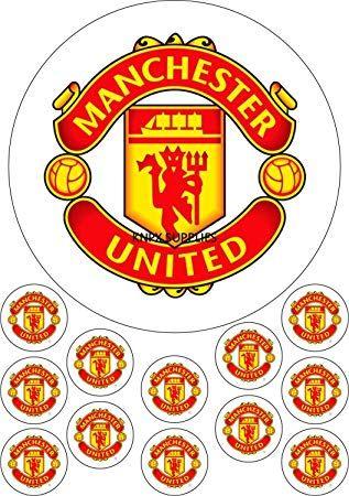 United Orange Logo - Manchester United Logo 18CM Printed Cake Topper: Amazon.co.uk ...