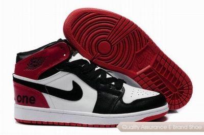 Air Jordan 1 Logo - Nike Air Jordan 1 Logo White Black Red Sneakers :