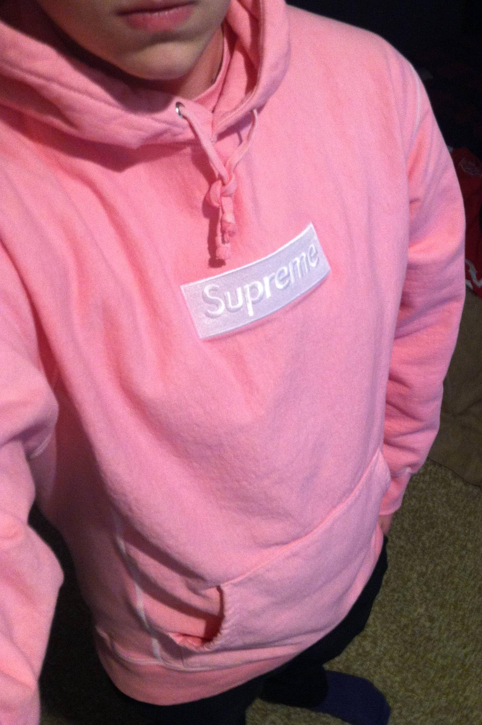 Pink Supreme Hoodie Box Logo - White tonal dyed pink : supremeclothing