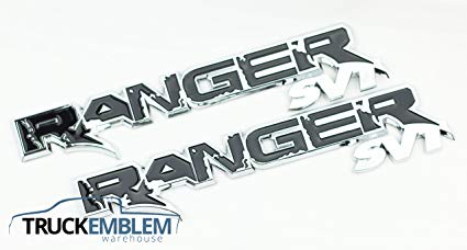 Ford Ranger Logo - Amazon.com: 2 NEW PAIR (SET) OF CUSTOM CHROME AND BLACK FORD RANGER ...
