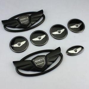 Genesis Logo - FOR Hyundai Genesis Coupe Matte Black WING Logo Emblem Set 7pcs | eBay