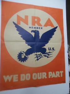 NRA Blue Eagle Logo - c.1933 WE DO OUR PART National Recovery Act NRA Blue Eagle Poster ...