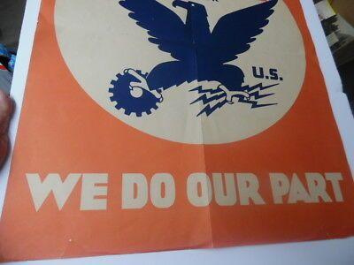 NRA Blue Eagle Logo - C.1933 WE DO OUR PART National Recovery Act NRA Blue Eagle Poster