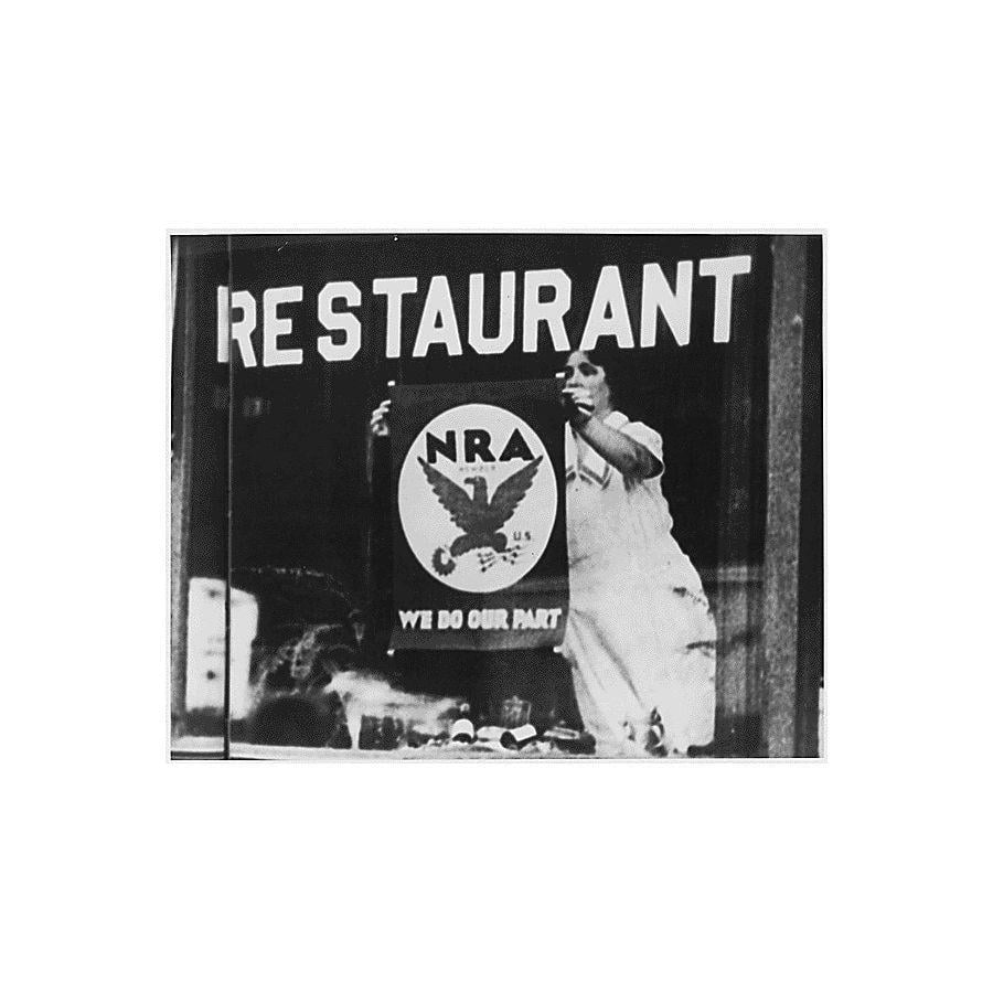 NRA Blue Eagle Logo - NRA: Blue Eagle Emblem:poster displayed in restaurant window stating ...
