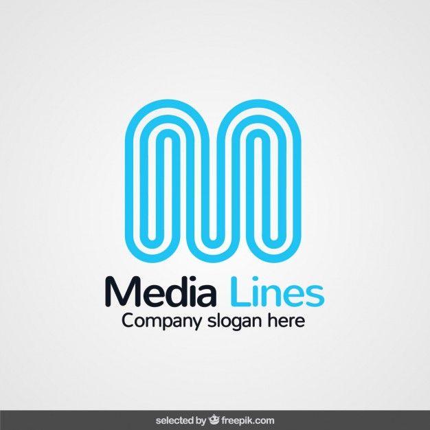 Blue Lines Company Logo - Logo with initial made with curved lines Vector