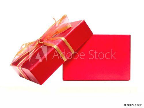 Empty Red Boxes Logo - Empty red gift box with lid and bow on a white background this