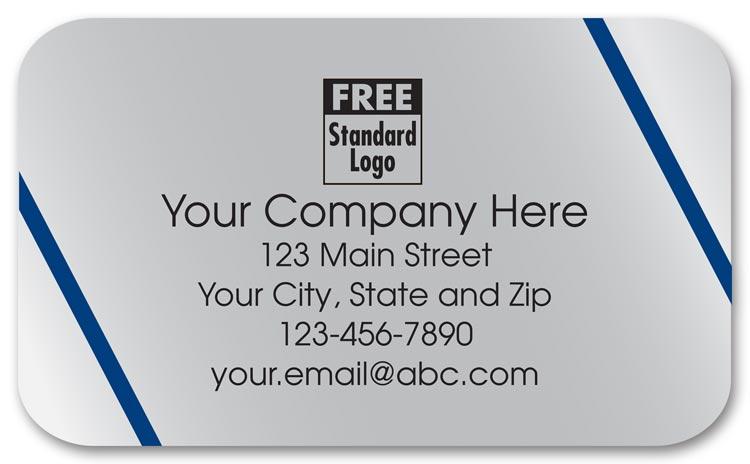 Blue Lines Company Logo - Rectangular Label On Silver Poly W Blue Lines 2 1 2 X 1 1 2