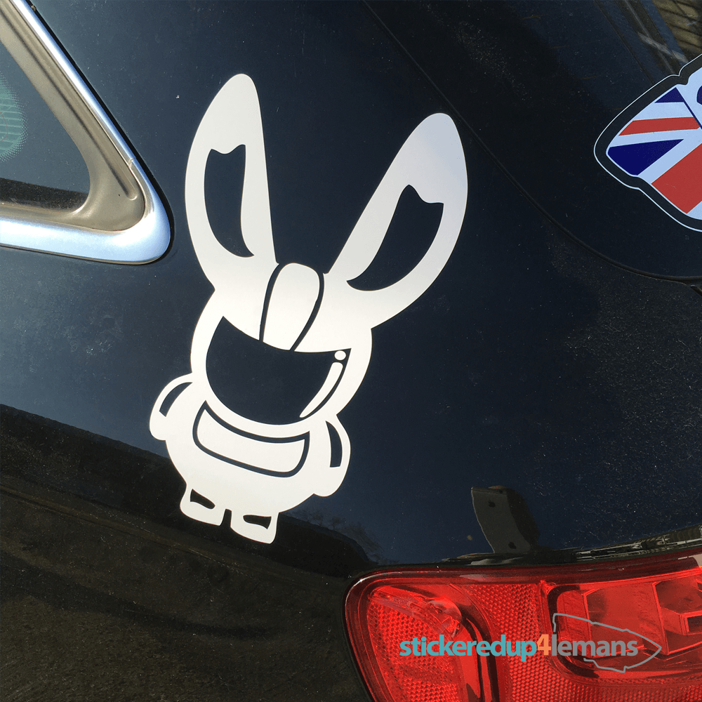 Rabbit Racing Logo - White cut vinyl White Rabbit Racing logo - StickeredUp4LeMans