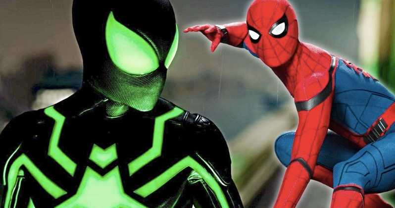 Green and Black Spider-Man Logo - Spider-Man's Black Stealth Suit Revealed in Far from Home Set Photo?