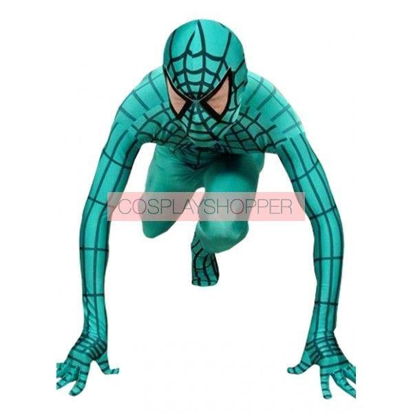 Green and Black Spider-Man Logo - Green & Black Lycra Spandex Spiderman Zentai Suit