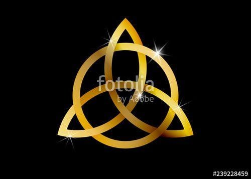 Trinity Symbol Logo - Triquetra, Gold Trinity Knot, Wiccan symbol for protection. Vector ...
