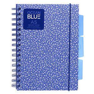Blue and White Line Logo - WHSmith Ocean Blue White Line Pattern Wiro A5 Project Notebook 100