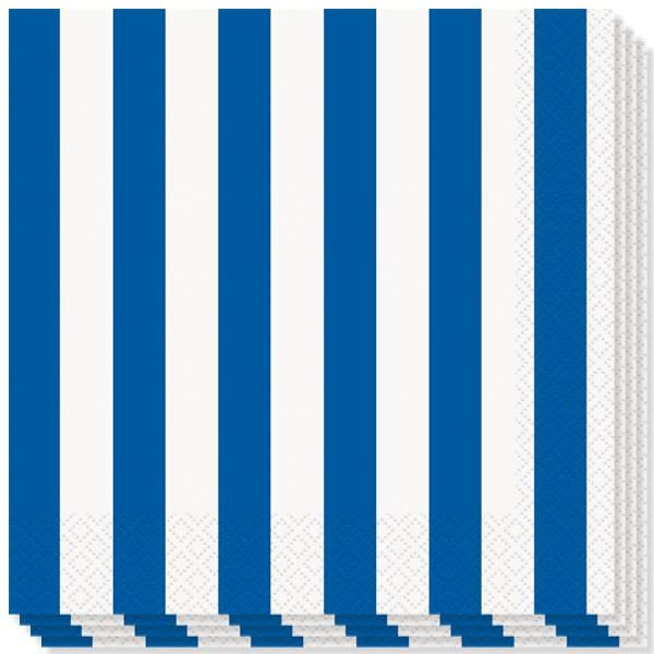 Blue and White Line Logo - Blue White Stripes Napkins 2Ply 33cms Pack 16. Partyrama.co.uk