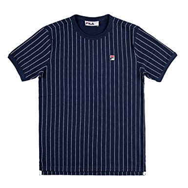 Blue and White Line Logo - Fila Black Line Man T Shirt Blue With White Stripes Baseball Style