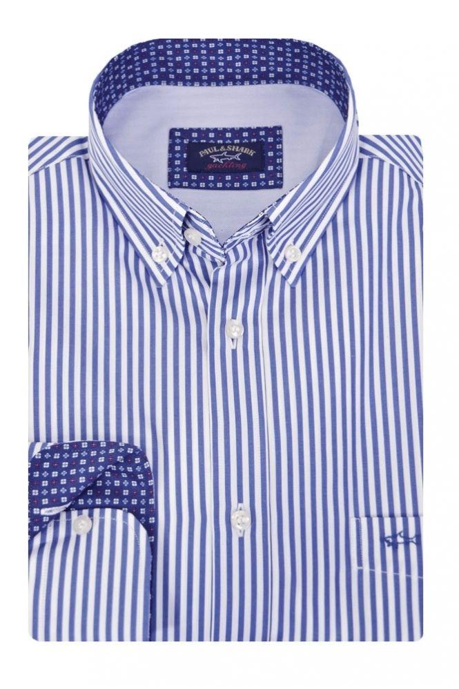 Blue and White Line Logo - Paul & Shark Blue & White Stripe Shirt - Clothing from Michael ...