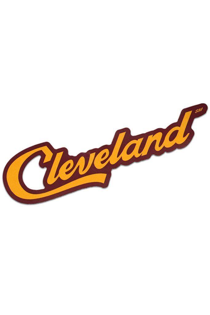 Cleveland Logo - Cleveland Script - Wine/Gold - Sticker – CLE Clothing Co.