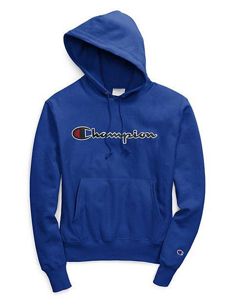 Blue Champion Logo - Champion Life® Unisex Reverse Weave® Pullover Hood, Chenille Script Logo (Royal Blue)