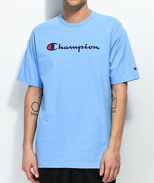 Blue Champion Logo - Champion Script Swiss Blue T-Shirt