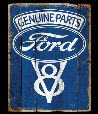 Vintage Ford Logo - Ford Genuine Parts V8 Logo Vintage Sign Tshirt