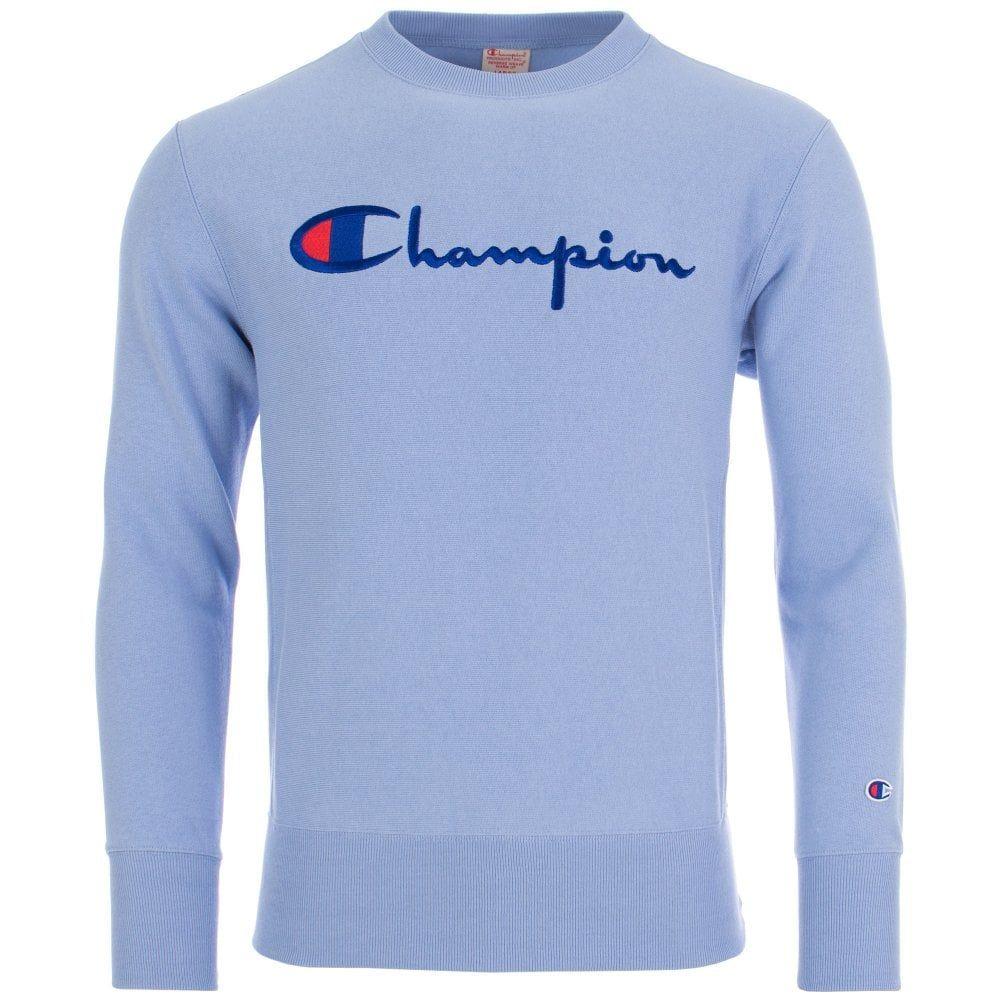 Blue Champion Logo - Champion Script Logo Reverse Weave Sweatshirt