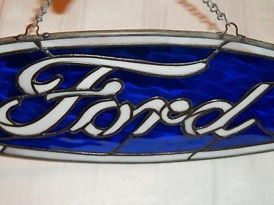 Vintage Ford Logo - VINTAGE ORIGINAL OVAL Ford Logo Dealer Only Stained Glass Window ...