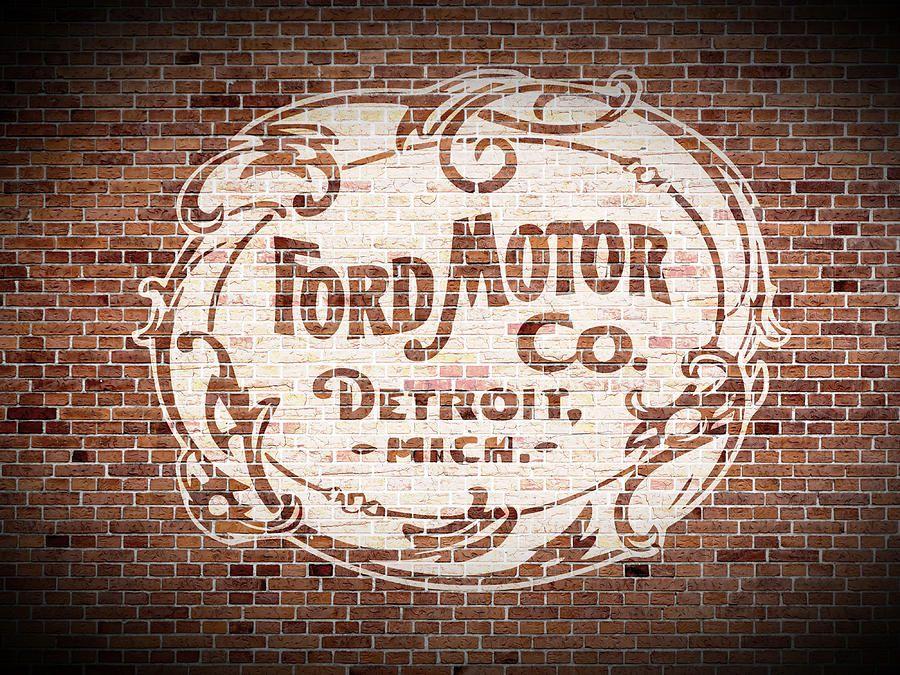 Vintage Ford Logo - Vintage Ford Logo Painted On Old Brick Wall In Detroit Michigan ...