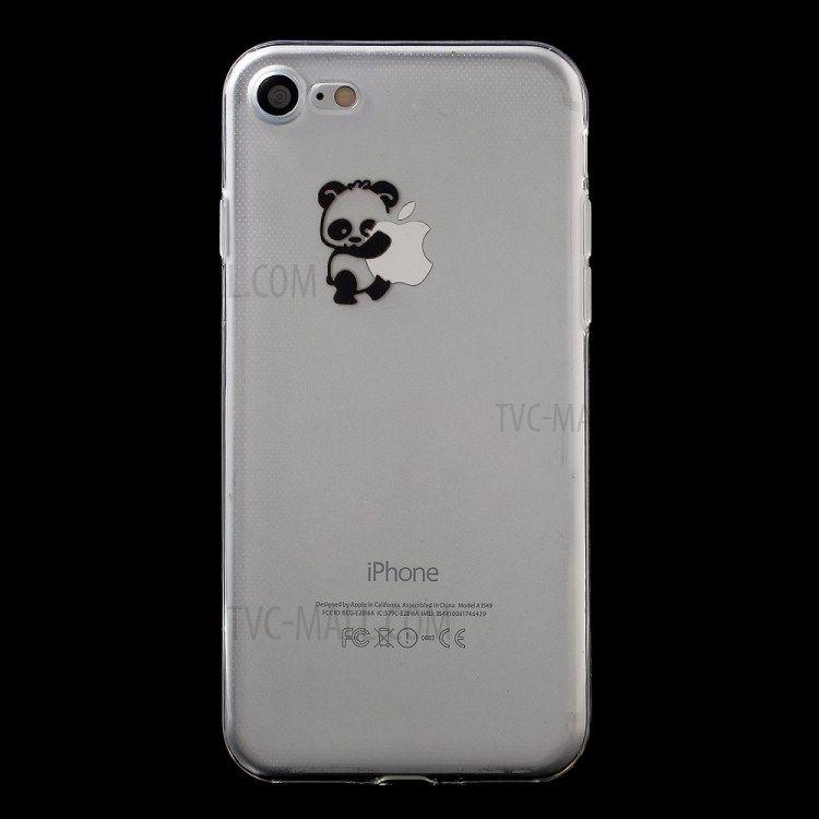 Cover Apple Logo - Clear TPUSoft Case Cover for iPhone 7 4.7 - Panda Holding Apple Logo ...
