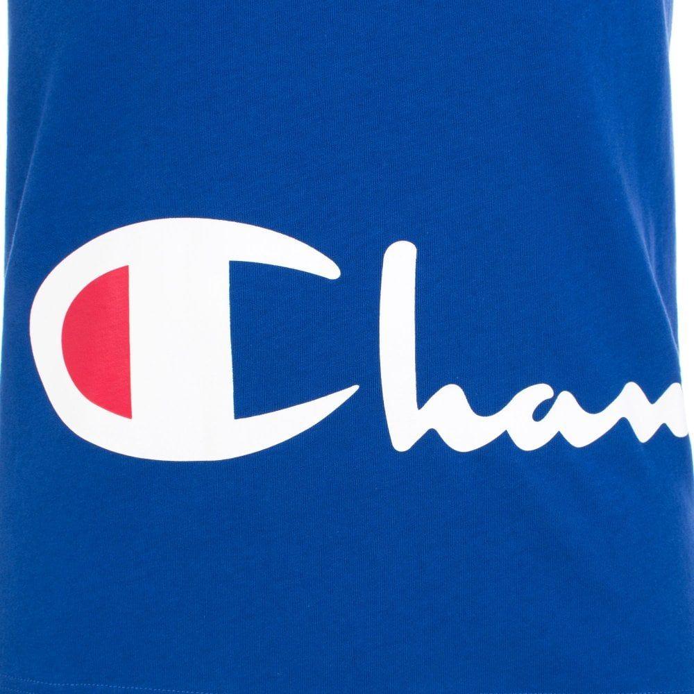 Blue Champion Logo - Champion Reverse Weave Big Script Logo T Shirt