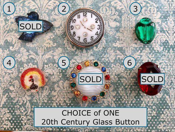 Century Glass Logo - CHOICE Of ONE 20th Century Glass Button Moonglow W Jewel