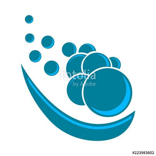 Blue Bubble Logo - Vector cartoon illustration character made of soap blue bubbles