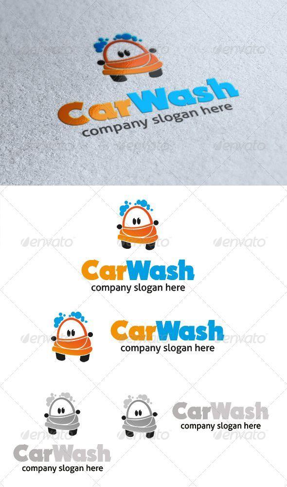 Blue Bubble Logo - Car Wash Logo #GraphicRiver car wash logo is orange car with the ...