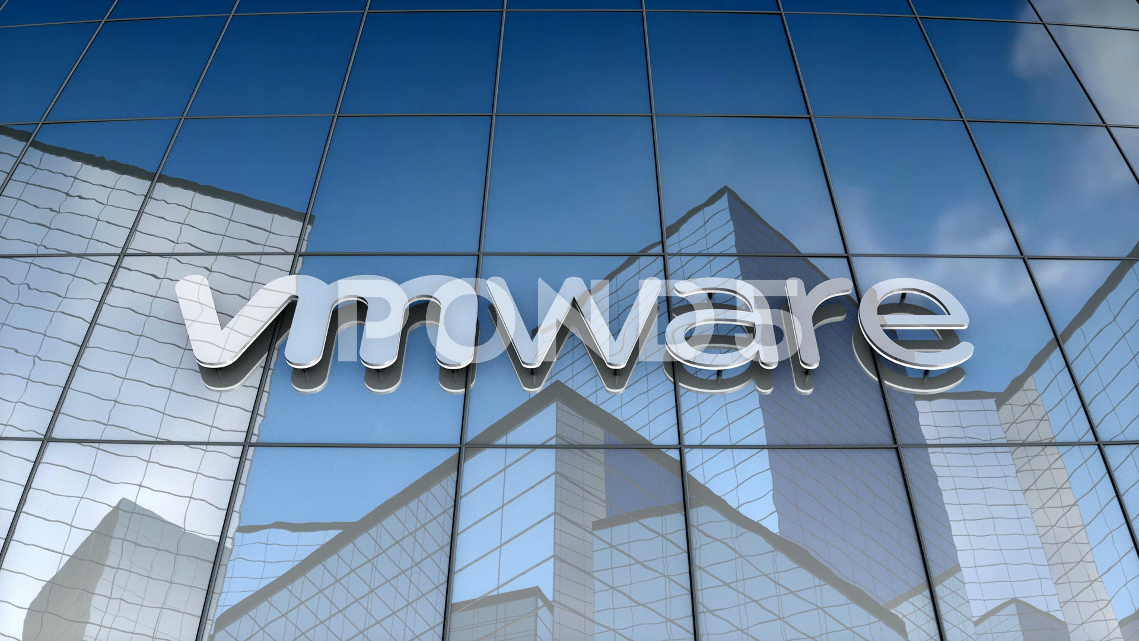 Vmware Inc Logo - Editorial, VMware Inc. logo on glass building. Hi Res