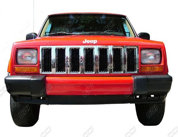 Jeep XJ Grill Logo - Jeep Cherokee Chrome Grille Insert Overlay Trim