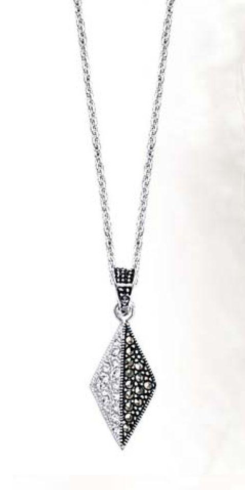 Diamond-Shaped Company Logo - Half & Half Diamond Shaped Necklace