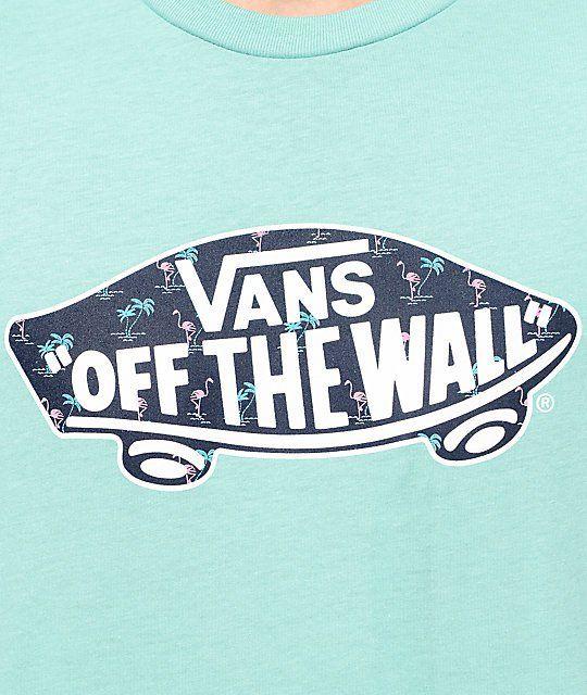 Off the Wall Logo - Popular Discount Vans Off The Wall Logo Floral Fill Mint T Shirt