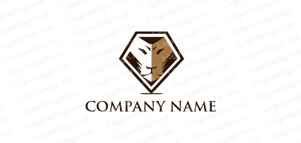 Diamond-Shaped Company Logo - lion face merged with diamond shape | Logo Template by LogoDesign.net