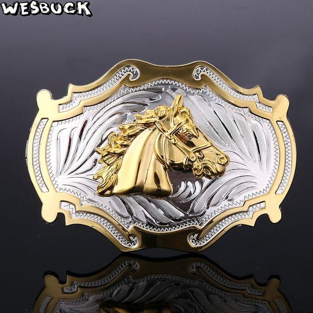 Great Horse Head Logo - WesBuck Brand Clothing Men Belt Buckle Metal Cowboy Designer Horse