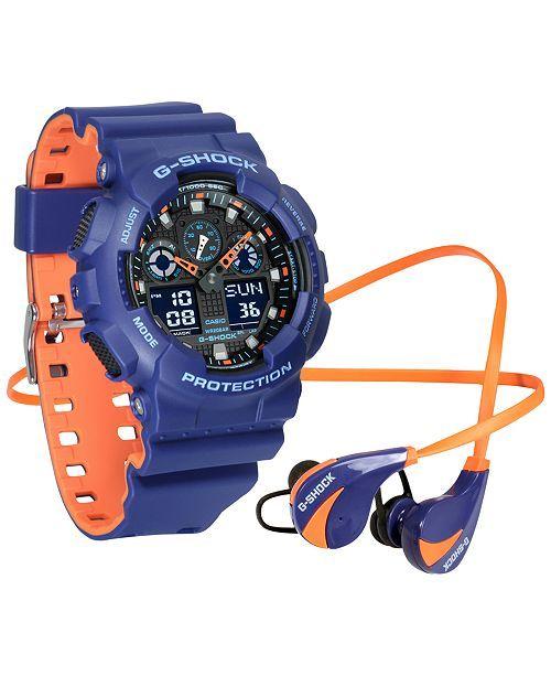 Blue and Orange G Logo - G-Shock Men's Analog-Digital Blue & Orange Resin Strap Watch ...