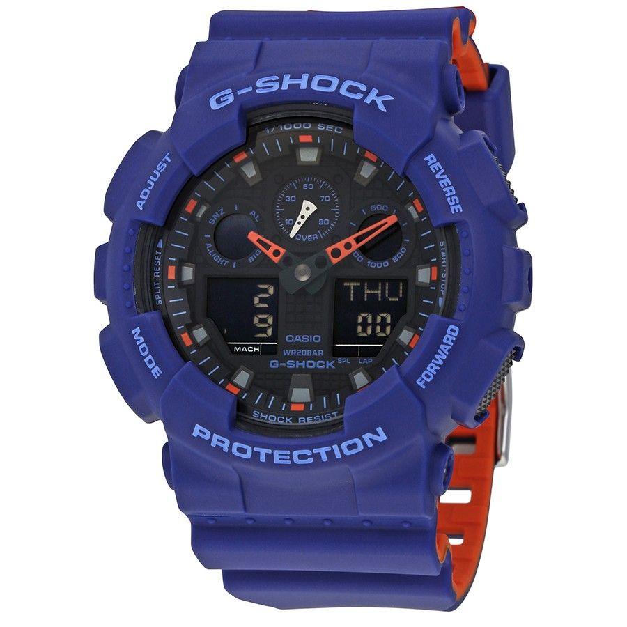 Blue and Orange G Logo - Casio G-Shock Blue Resin Men's Watch GA100L-2A - G-Shock - Casio ...