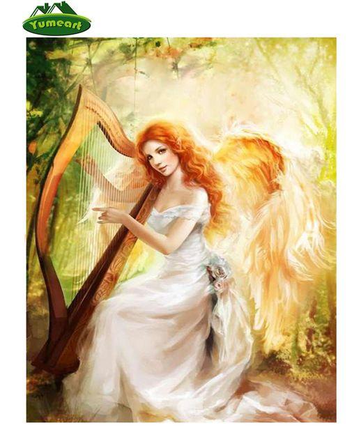 Angel Harp Logo - YUMEART Angel Harp Diamond embroidery 5d Diy diamond painting full ...
