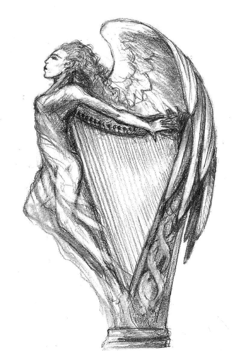 Angel Harp Logo - Angel-Harp | Love - Harps | Tattoos, Tattoo designs, Irish tattoos