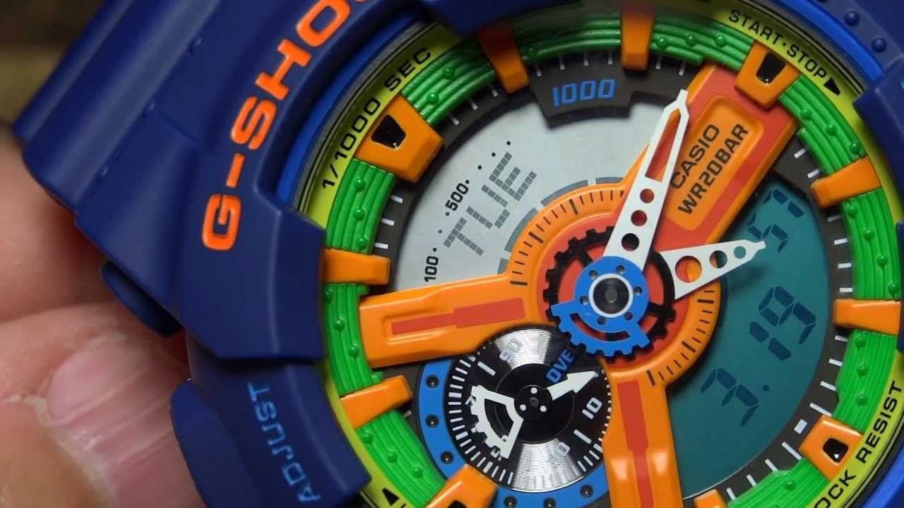 Blue and Orange G Logo - CASIO G SHOCK REVIEW AND UNBOXING GA 110FC 2A BLUE ORANGE GREEN