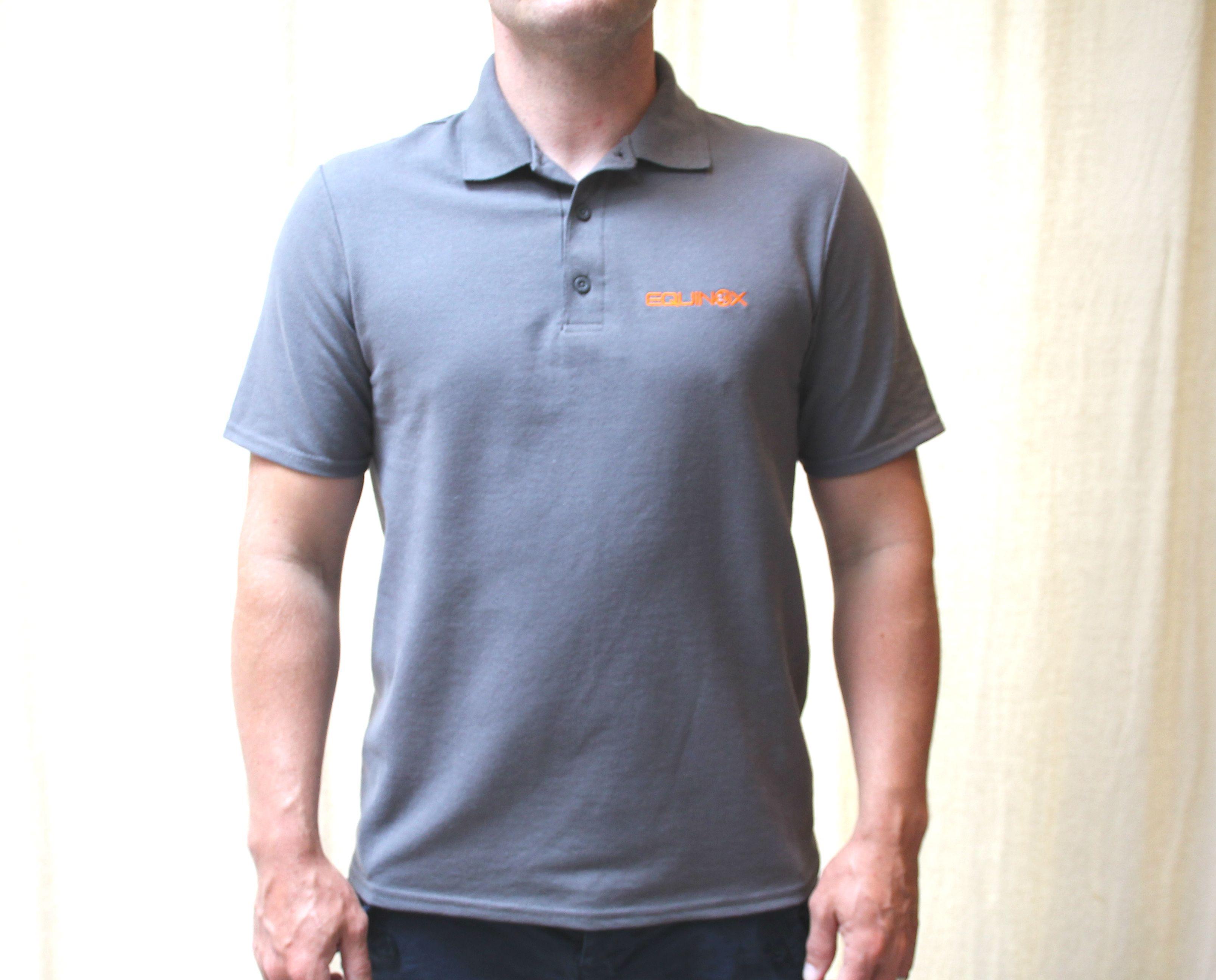 Polo Shirts with Logo - Grey Equinox24 Embroidered Logo Polo Shirt