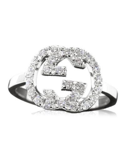 Diamond G Logo - GUCCI Double G Logo Diamond Ring 18K K18 WG 750 size11 90021233 ...