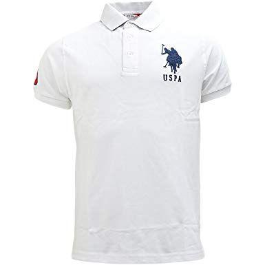 Polo Shirts with Logo - Mens Polo Shirt.S. Polo ASSN Plain Polos Horse Logo White X