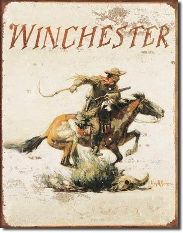 Old Winchester Logo - Winchester Logo Tin Sign. MANCAVE. Guns, Tin signs, Winchester