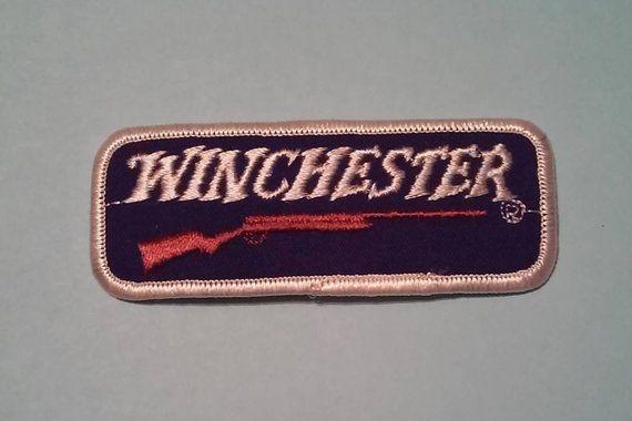 Old Winchester Logo - Winchester Rifle Gun Logo Navy Blue White Firearm Iconic Old School ...