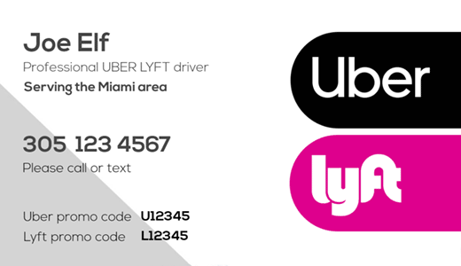 Driver F Logo - Uber business cards printed by Printelf - Free templates