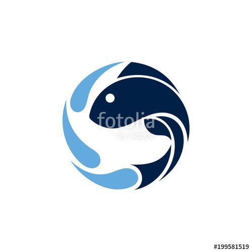 Fish Circle Logo - Fish Logo With Water Drop In Circle Shape, Logo Template Ready