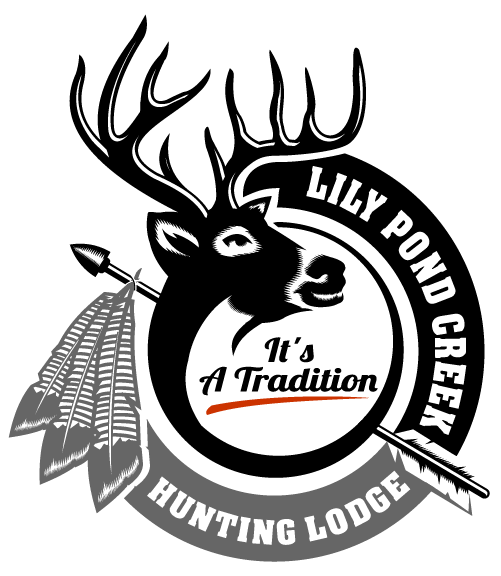 Black and White Hunting Logo - Deer Hunting Pond Creek Hunting Lodge